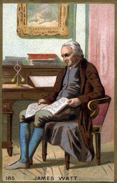 James Watt (1736 -1819) på sit kontor. 1800-tallets kromolitografi. af Unknown artist