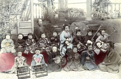 Japanske børn spiller musik, slutningen af det 19. århundrede af Unknown artist