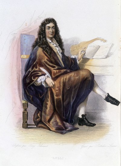 Jean Baptiste Lully (Giovanni Battista Lulli) (1632-1687) - i ""Le Plutarque francais"", udg. Mennechet af Unknown artist