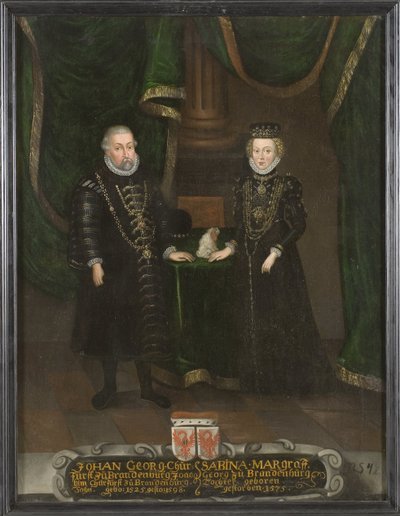 John George (1525-1598), kurfyrste af Brandenburg og Sabina af Brandenburg-Ansbach (1529-1575), kurfyrste af Brandenburg, anonym. Olie på lærred. Mål: 105x8 af Unknown artist