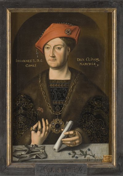 Jean II de Cleves, dit le Clement - Portræt af Johannes II (1458-1521), hertug af Cleves, greve af Markus, anonym. Olie på lærred. Mål: 66x45 cm. Nationalmuseum Stockholm af Unknown artist