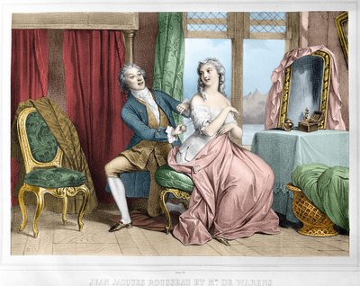 Jean Jacques Rousseau (1712 - 1778) og Madame de Warens (1700 - 1762). af Unknown artist
