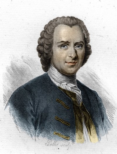Jean Jacques Rousseau, fransktalende Genève-forfatter og filosof. 1800-tals gravering af Unknown artist