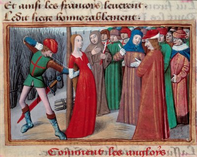 Jeanne af bue (1412 -1431), installeret på slagteren. Miniature fra manuskriptet til "" Vigilles du roi Charles VII"" af Martial d