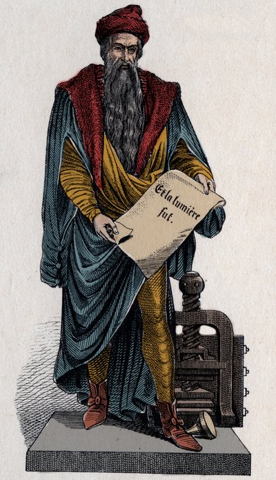 Johann Gutenberg, tysk bogtrykker og guldsmed af Unknown artist