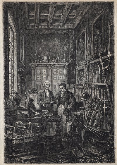 Jonathan Oldenbuck - (The Saint of the Saints of the Antiquary) - Illustration af det 19. århundrede til romanen "The Antiquary" af af Unknown artist