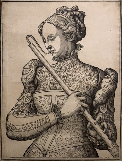 Douçaine-spiller, ca. 1560 (Træsnit) af Unknown artist