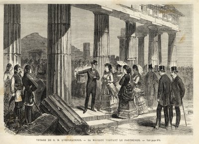 Kejserinde Eugenies rejse i Grækenland - Impress Eugenies rejse til Grækenland - Parthenons besøg i Athene - i 1869 af Unknown artist
