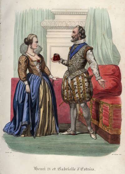 Kong Henrik IV (Henry IV) af Frankrig (1553-1610) og hans elskerinde Gabrielle d