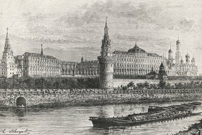 Kreml i Moskva, Rusland, gravering fra Frit Rusland af Unknown artist