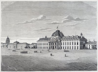 Invalidernes Militærskole set fra Champ de Mars - gravering, ca. 1830 af Unknown artist