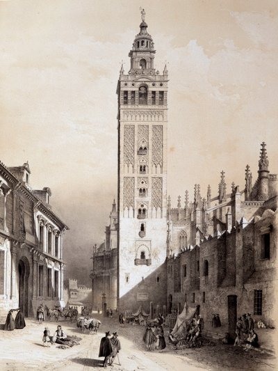 La Giralda, Sevilla, "" Kunstneriske og monumentale Spanien af de berømte steder og monumenter i Spanien"" af Don Genaro Perez De Villa af Unknown artist