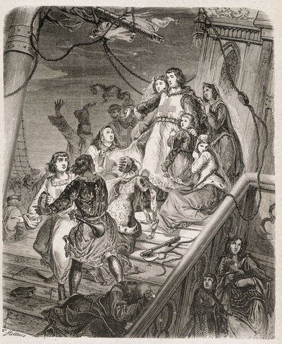 La galère de Saint Louis - i "" Historie om paver, konger, dronninger, kejsere, gennem århundrederne"" af Maurice Lachatre 1857 af Unknown artist