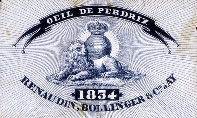 Mærket ""Eye of Partridge - Renaudin, Bollinger & Cie à AY - 1834"". af Unknown artist