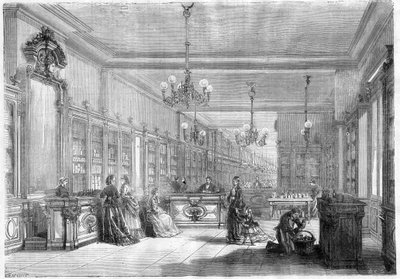 Stort parfumerihus Pinaud og Meyer (Edouard Pinaud og Meyer), boulevard de Strasbourg i Paris i 1870 af Unknown artist