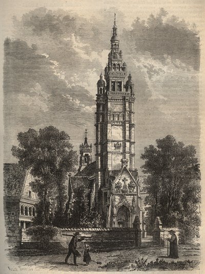 Ogival kunst i sin tilbagegang - Notre-dame de Roscoff en bretagne - gravering af det 19. århundredes din af Unknown artist
