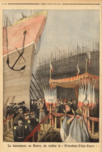 Lancering af sejlbåden "Præsident Felix Faure" den 3. februar i Le Havre, sponsoreret af Lucie Faure, datter af statsoverhovedet og Louis Brindeau, borgmester i Le Havre; det er den første af en serie af 4-mat sejlbåde, der blev bygget i Le Havre fra 1896 af Unknown artist