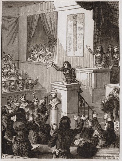 Lazare Nicolas Marguerite Carnot (kaldet arrangøren af sejren eller den store Carnot) annoncerede den 1. september af Unknown artist