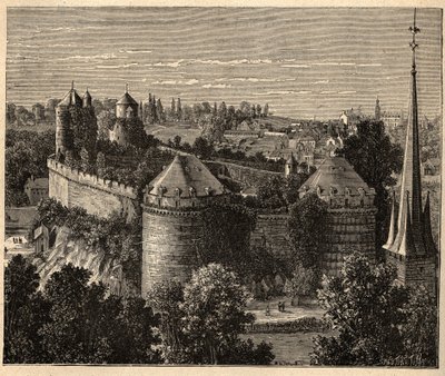 Le Chateau a Fougeres - Bretagne - Frankrig - gravering i "" PATRIE" - PECTUREQUIREQUE BESKRIVELSE AF FRANKRIG I 6 BIND AF LUCIEN HUARD - slutningen af ​​1800-tallet af Unknown artist