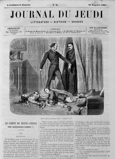 Greven af ​​Monte Cristo (Monte Cristo) - i "" Le Journal du Thursdays"" af 20/01/1861 af Unknown artist