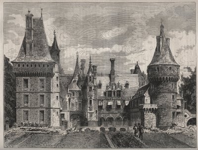 Le chateau de Maintenon, Eure et Loir (Eure et Loir), Center, Frankrig gravering af det 19. århundrede af Unknown artist