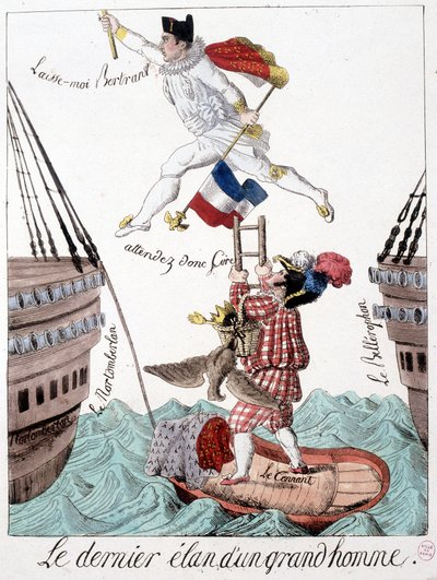 Den sidste streg af en stor mand: karikatur af Napoleon og general Bertrand - i "" Napoleon 1er, karikaturer, dummy-samling", Paris af Unknown artist