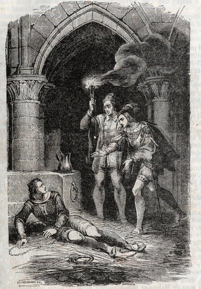Leon (Løven) Delivre Roger (Ruggero, Ruggiero) - Indgravering af 1851 fra "" Roland Furieux"" (1500-tallet) af Ludovico Ariosto, kendt som Ariosta - Udgave oversat fra italiensk af greven af ​​Tressan og udgivet af Gustave Harvar af Unknown artist