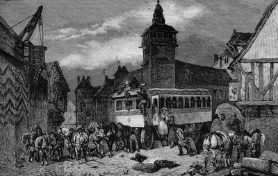 Les Omnibus de Paris i det 19. århundrede: bilen har 60 sæder - gravering fra 1892 af Unknown artist