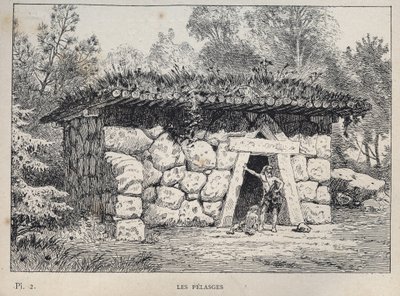 The Pelasges (Pelasgians) - indgravering af 1889 i "History of human habitation at the Universal Exhibition of 1889, by Mr Charles GARNIER - Librairie centrale des beaux-arts Paris 1889 af Unknown artist