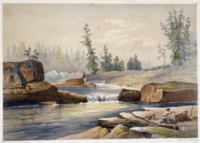 Les chutes de papineau - i "" Sketches on the nipisaguit a river of New Brunswick in America"" af William Hickman, red. Halifax af Unknown artist