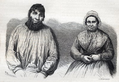Les epoux Dumollard (Martin Dumollard (1810-1862) og hans kone medskyldig Marie Anne (Marie-Anne) Martinet (1814-1875) Gravering af det 19. århundrede af Unknown artist