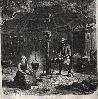 Les sabotiers. gravering 1800-tallet af Unknown artist