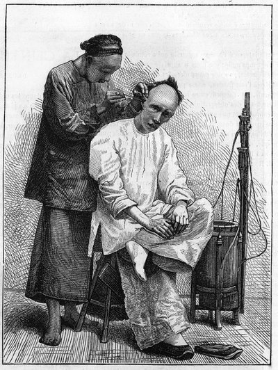 Livet i Kina i det 19. århundrede: Den rejsende barber. af Unknown artist