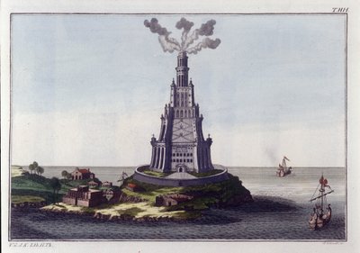 Fyrtårnet i Alexandria. Stik fra begyndelsen af 1800-tallet. af Unknown artist