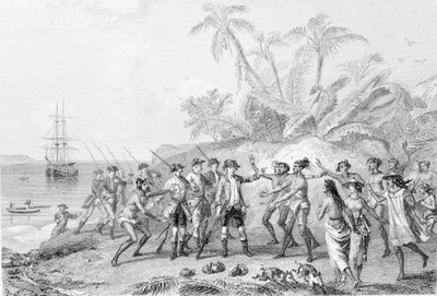 Louis Antoine, greve af Bougainville (1729-1811) ankommer til Tahiti af Unknown artist