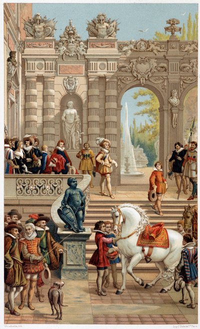 Ludvig XIII ved hoffet, i en alder af 13 - i "" 1600-tallet - Institutioner: brug og kostumer, Frankrig 1590-1700"" af Paul Lacroix af Unknown artist