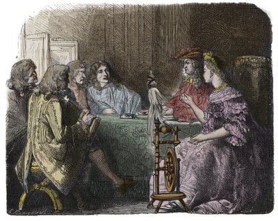 Louis XIV handler med sine ministre i Madame de Maintenons lejligheder (gravering) af Unknown artist