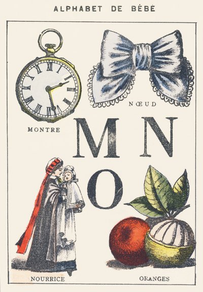 M N O: ur, knude, sygeplejerske, appelsiner af Unknown artist