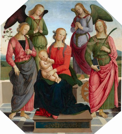 Madonna og barn med to engle, Sankt Rose og Sankt Katarina af Alexandria, slutningen af 1480