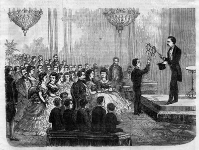 Magisk show givet af Monsieur Faure Nicolay i nærværelse af kejser Napoleon III (1808-1873) og hans søn Prince Imperial (1856-1879) i 1870 af Unknown artist