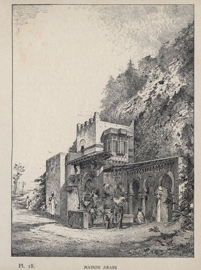 Arab House - indgravering af 1889 i "History of human habitation at the Universal Exhibition of 1889, by Mr Charles GARNIER - Librairie centrale des beaux-arts Paris 1889 af Unknown artist