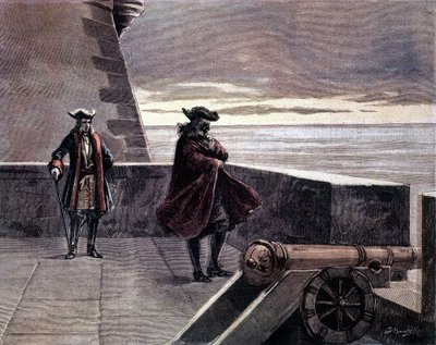 Mand med jernmaske i sit tårn. 1800-tals gravering. af Unknown artist