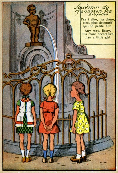 Manneken Pis i Bruxelles, ca. 1950 (tryk) af Unknown Artist