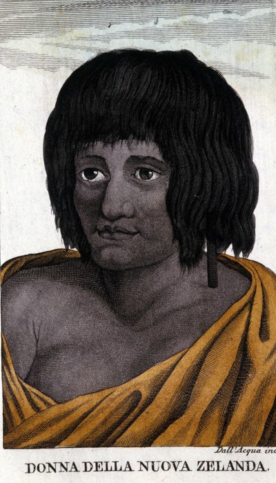 Maori kvinde fra New Zealand. Stik fra begyndelsen af 1800-tallet. af Unknown artist