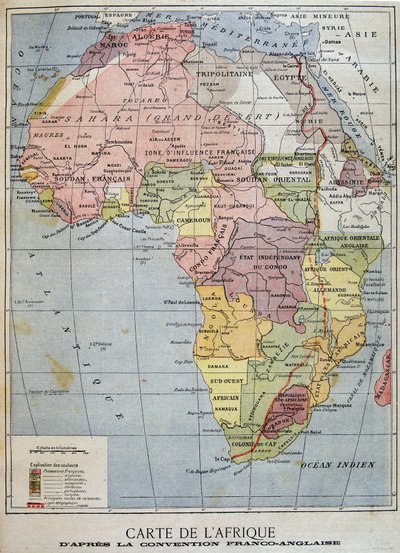 Kort over Afrika ifølge den fransk-engelske konvention - i "" Le Petité Journal"" af 09/04/1899 af Unknown artist