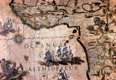 Kort over Afrika: detaljer, der viser Beninbugten med øen Saint Helene. Rom Italiensk Geografisk Selskab fra det 17. århundrede af Unknown artist