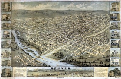 Kort over Denver, Colorado af Unknown artist