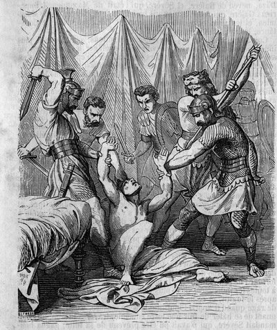Marcus Hordeonius Flaccus romersk senator massakrer af sine egne soldater i det 1. århundrede. Indgravering af det 19. århundrede. af Unknown artist