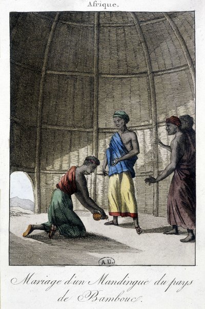 Ægteskab i Mandingues (Mali?), Afrika - gravering af Unknown artist