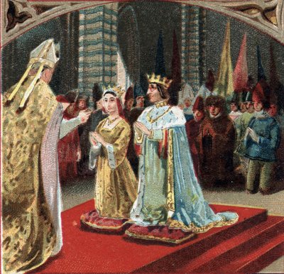Ægteskab mellem Charles VIII, konge af Frankrig, og Anne af Bretagne på Chateau de Langeais den 6. december af Unknown artist